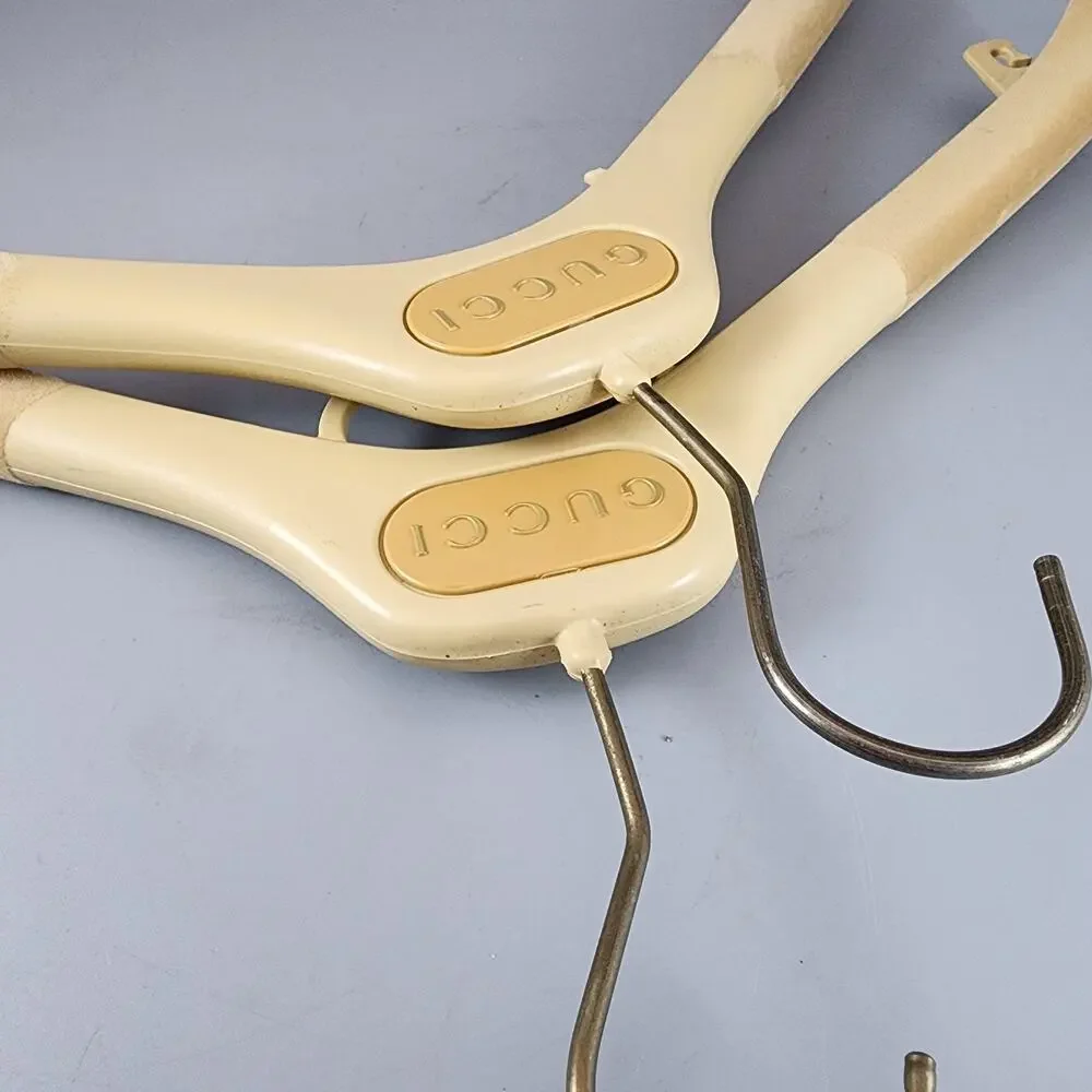 Gucci Clothes Garment Hanger Lot of 2 Plastic Metal Velvet Gold 14